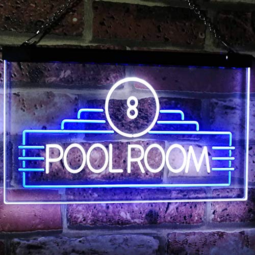 Billiards Pool Room Dual LED Neon Light Sign1